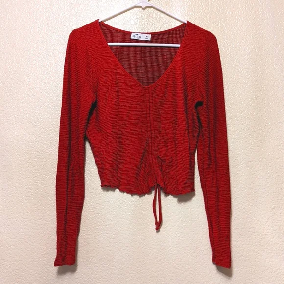 Hollister Tops Red Long Sleeve Ribknit Lettuceedge Hollister